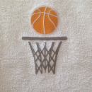 Basketball+Korb Stickmotiv auf Handtuch mit Namen